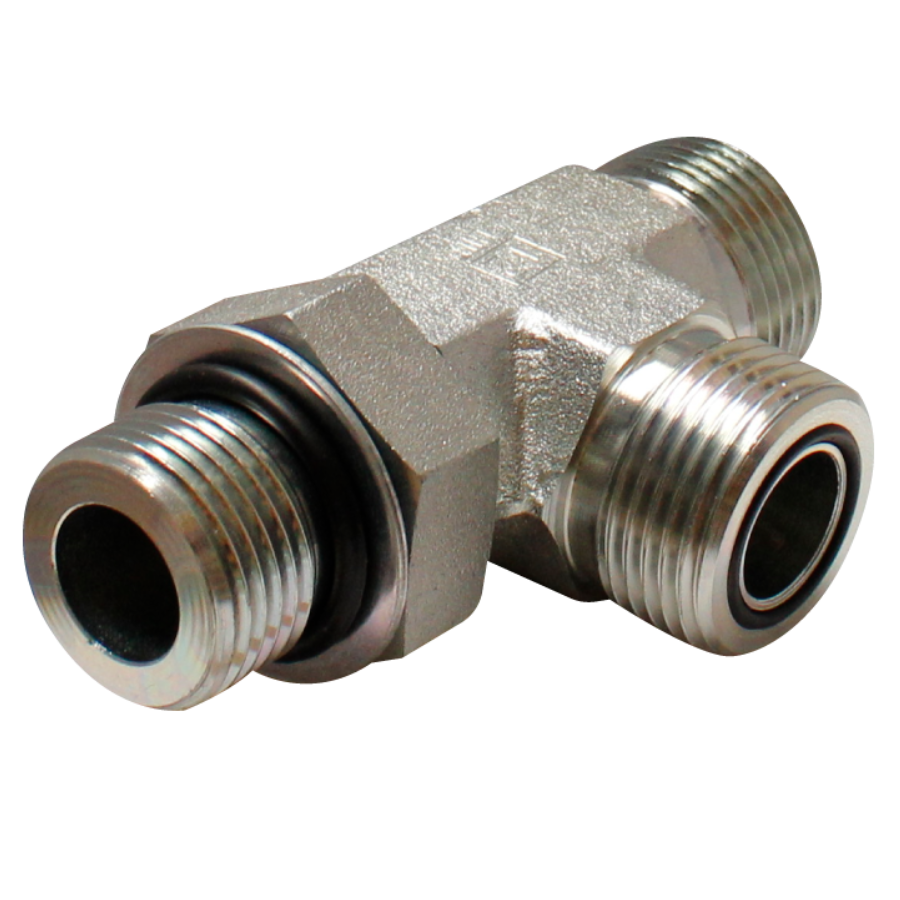 [FS-6804-10-10-10] Tee Macho cara plana x Macho O´ring Boss lateral x Macho cara plana
