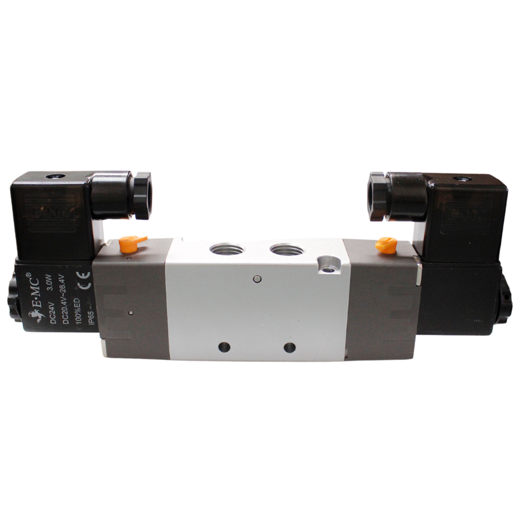[RV5222-06E4] Electroválvula  5/2 Biestable, Puertos 1/4'' Cuerda tipo "G", Muelle: neumático, 24 VDC, Caudal 800 LT/min Mod. RV5222-08E4