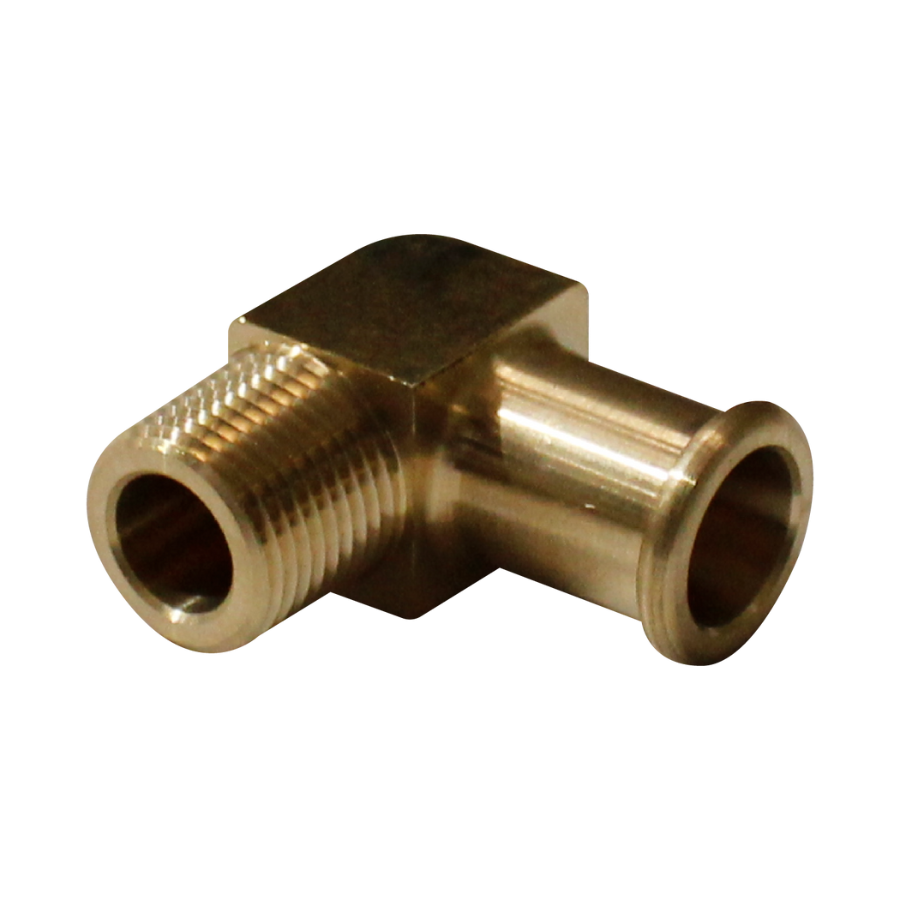 Espiga lisa con borde burbuja codo a 90° Macho NPT 3/8*1/8