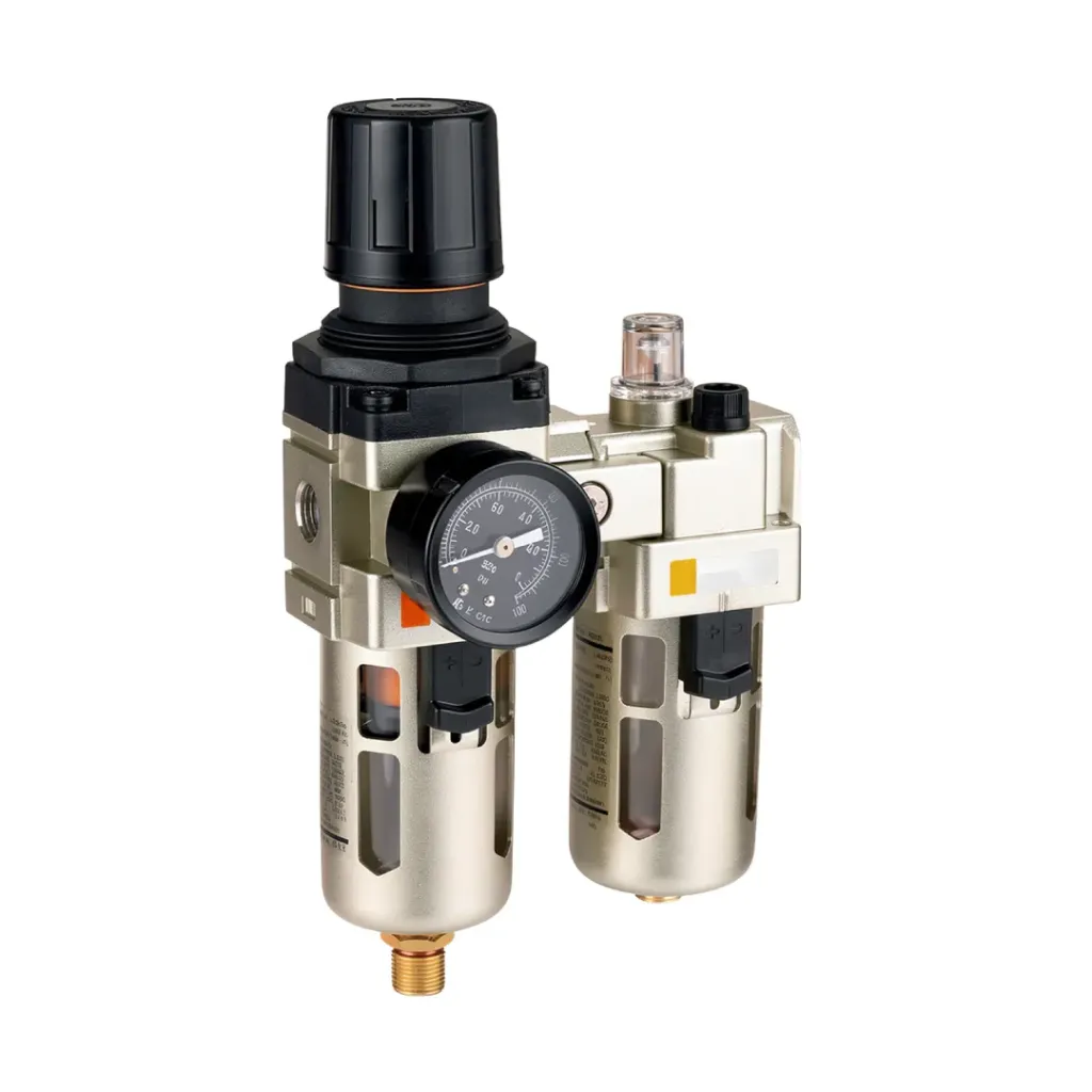 [EC4010-035] Combinación Filtro Regulador y Lubricador EC4010-035 FRL 3/8" BSP, manómetro redondo, Bar/Psi, purga manual, 25um