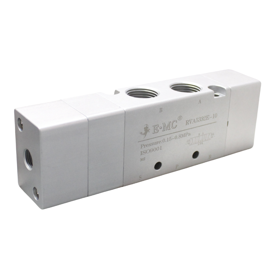 Válvula neumática, 5/2 monoestable, 4 serie, retorno por resorte, puertos 1/2" BSP