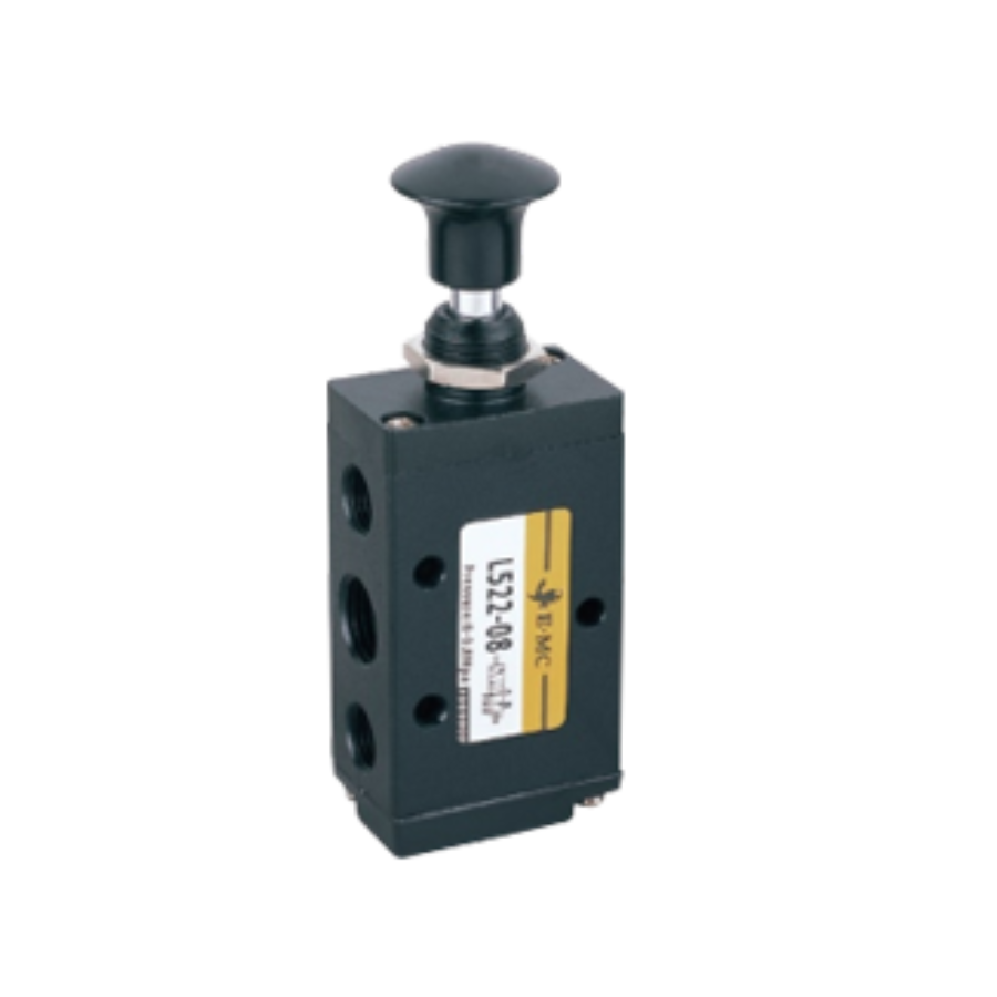 [L524-10S] Válvula jaladera manual, 5/2, retorno por resorte serie 4, puertos 3/8" BSP