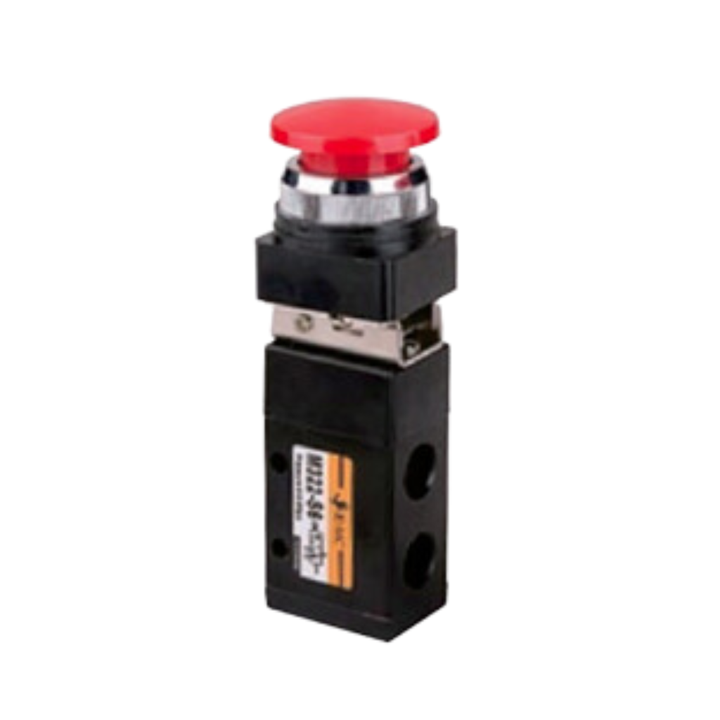 [M32-08S6R] Boton paro tipo hongo 3/2 rojo, puertos 1/4" BSP