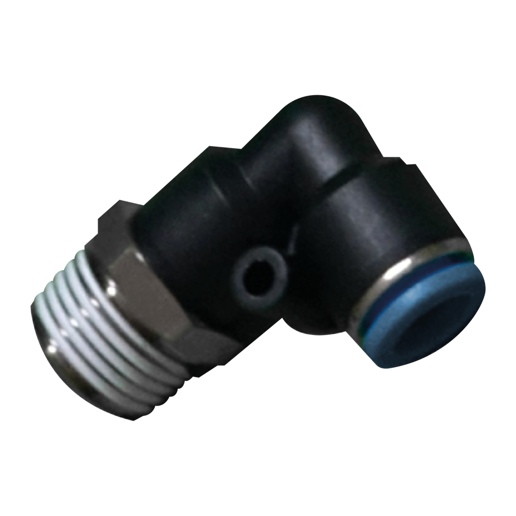 Conector rápido en codo a 90° Macho manguera 4 MM cuerda M5