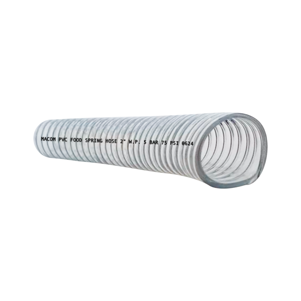 [PVCFOODSPRING-2] MANGUERA GRADO ALIMENTICIO TRANSPARENTE PVC CON RESORTE 2"x 30mts