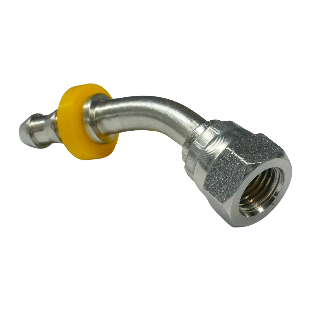 HEMBRA SAE PUSH LOCK EN CODO A 45º DE ACERO 5-8