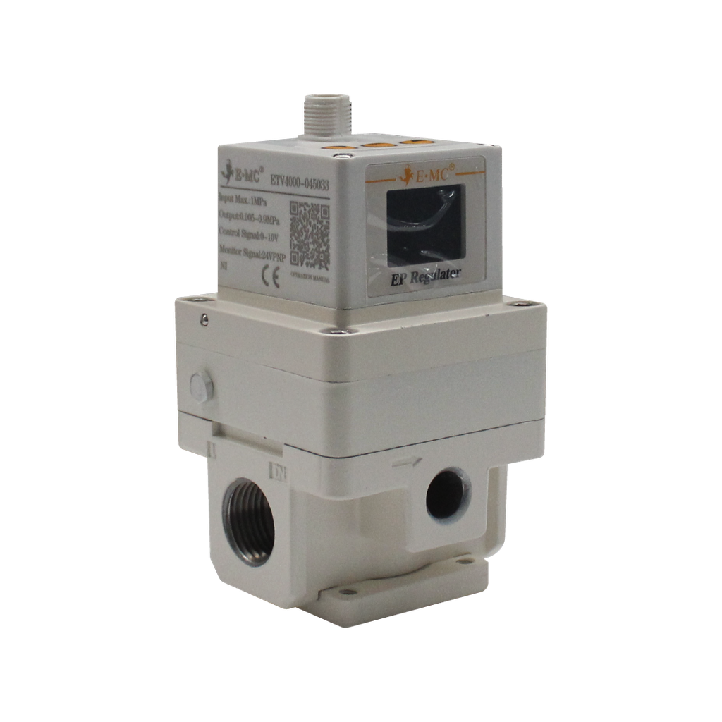 [ETV4000-045033-CL] Válvula proporcional, 0~0.5MPa/0~5bar/0~70psi/0~500KPa, 4~20mA-1~5V, vertical mounting bracket, 2 meters right angle cable