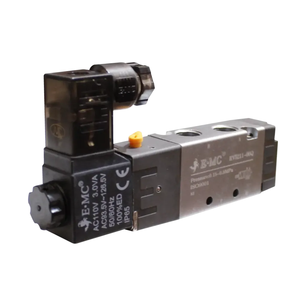 Electroválvula, 5/2, una bobina, tamaño 1, 220 VAC puertos 1/8" NPT