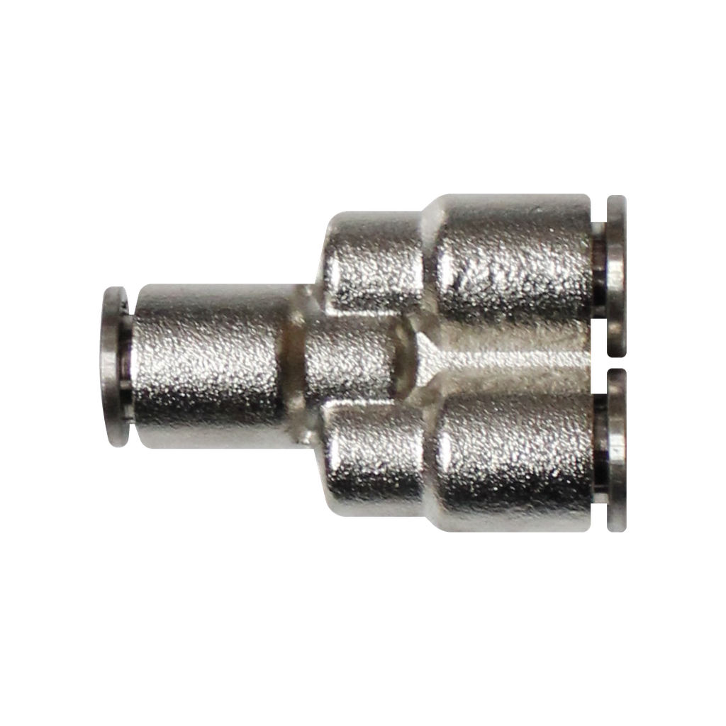 [EMY10-A] Racor rápido "Y" metálico, latón niquelado, unión manguera-manguera 10mm