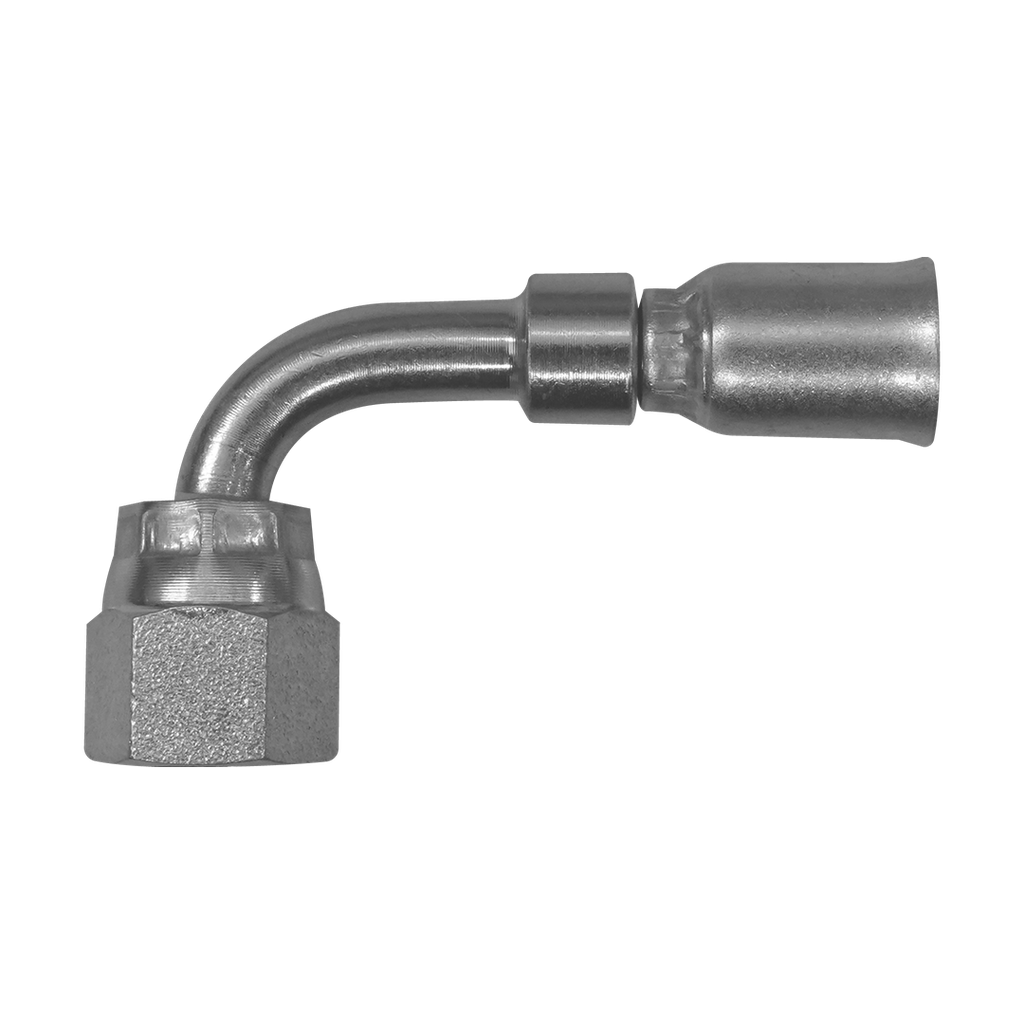 [TF240-0812] HEMBRA JIC CRIMPABLE UNA PIEZA CODO A 90° 8-8 P/MANG TEFLON