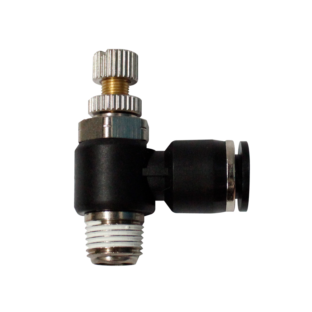 [SC 1-4 1-4] Válvula estrangulación y antirretorno tipo "L" rosca de 1/4 "NPT"  diámetro de manguera 1/4"